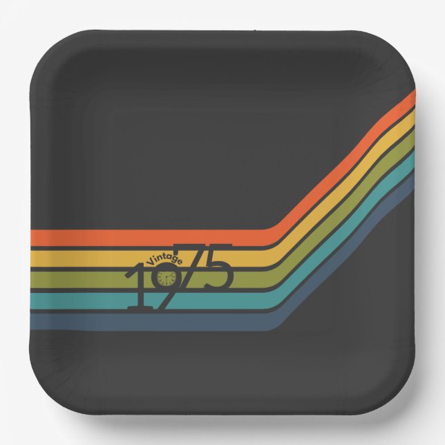 Vintage 1975 Retro Design paper plates (Front)