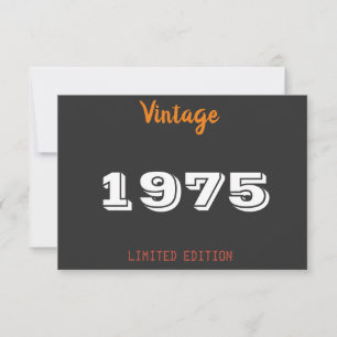 Vintage 1975 year limited edition 50th Birthday Thank You Card