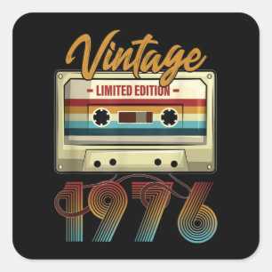 Vintage 1976 45th birthday cassette tape Birthday Square Sticker
