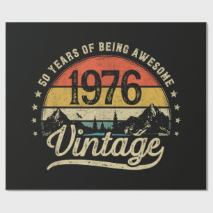 Vintage 1976 50 Years Old 50th Birthday Wrapping Paper
