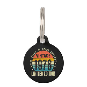 Vintage 1976 50th Birthday Born In 1976 Pet Tag