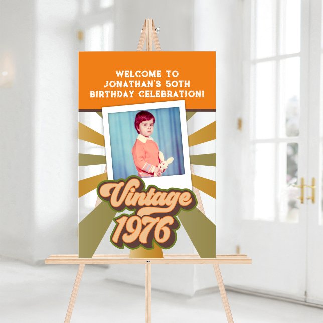 Vintage 1976 50th Birthday Photo Welcome (Vintage 1976 50th Birthday Photo Welcome Acrylic Sign)