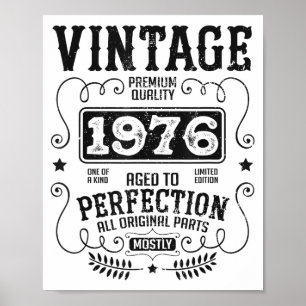 Vintage 1976 Birth Year Birthday Funny Quotes Retr Poster