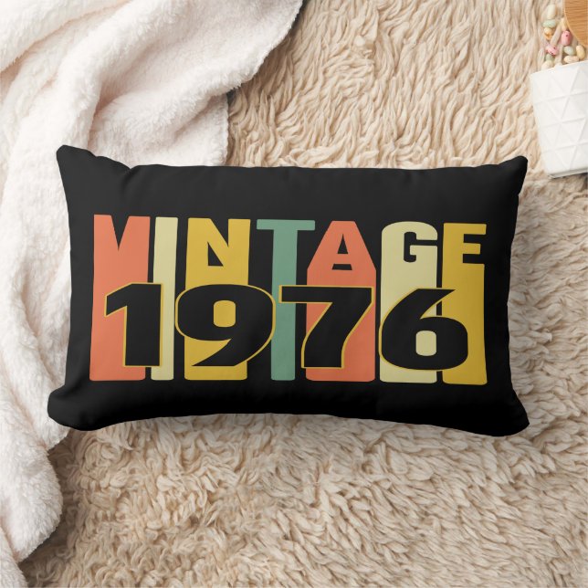 Vintage 1976 Birthday Cube Pouf Lumbar Pillow (Blanket)