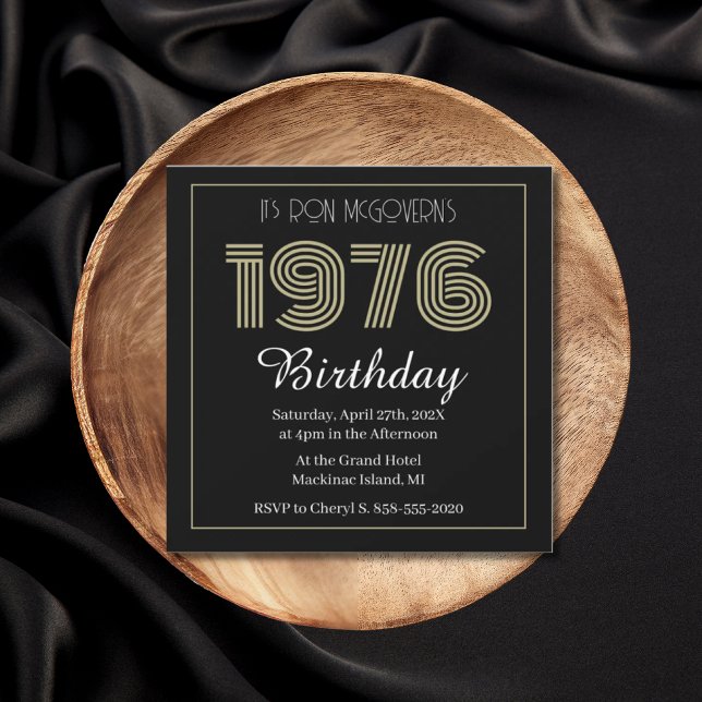 Vintage 1976 Retro Birthday 50th Birthday Invitation (Creator Uploaded)