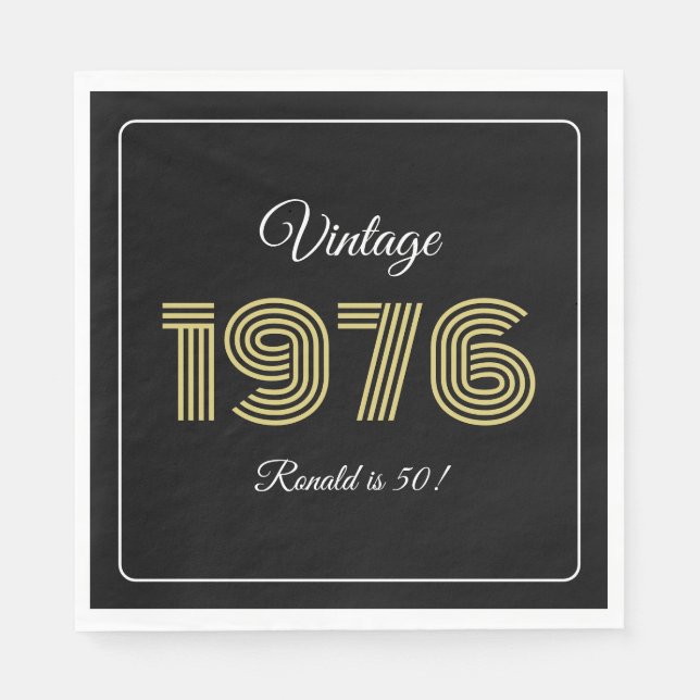 Vintage 1976 Retro Birthday 50th Birthday Napkin (Front)