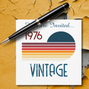 Vintage 1976 Retro Stripe Sun Personalized Invite