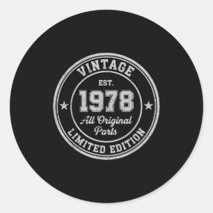 Vintage 1978 original parts 48 birthday limited classic round sticker