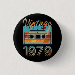 Vintage 1979 Cassette Tape Retro 44th Birthday 44  1 Inch Round Button