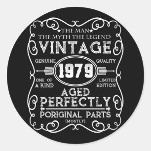 Vintage 1979 Man Myth Legend 42th Birthday Classic Round Sticker
