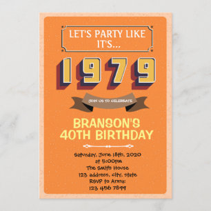 Vintage 1979 party theme invitation