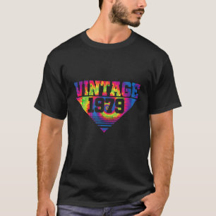 Vintage 1979 Tie Dye Splash Colour Triangle Birthd T-Shirt
