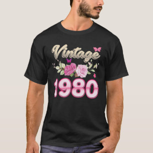 Vintage 1980 Flower Rose 42 Years Old 42Nd Birthda T-Shirt