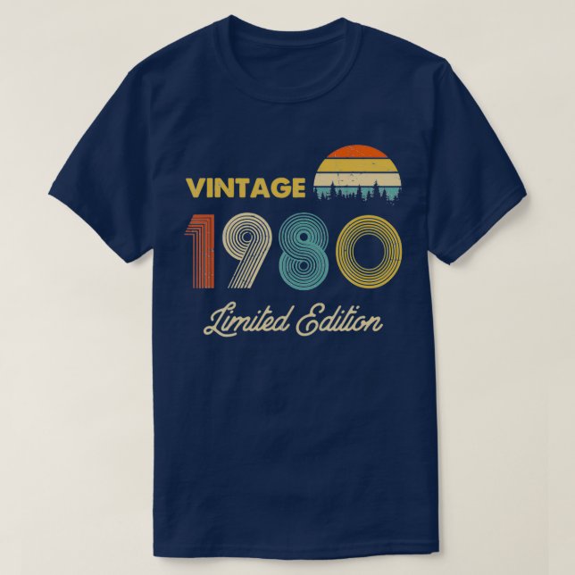 Vintage 1980 Limited Edition 40th Birthday T-Shirt (Design Front)
