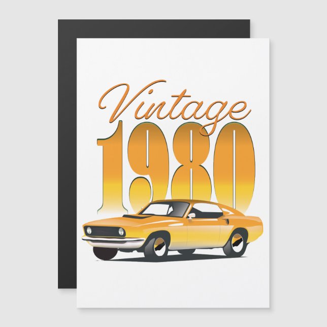 Vintage 1980 Retro Car (Front/Back)