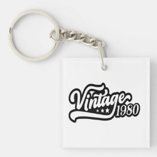 Vintage 1980 Shirt, Funny Birthday Gift, Funny Dad Keychain
