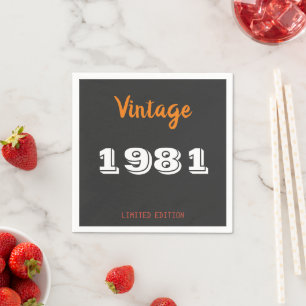 Vintage 1981 45th Birthday Napkins Limited Edition