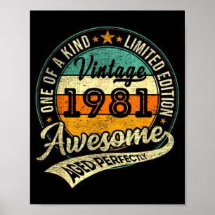 Vintage 1981 Limited Edition 45 Year Old 45th Birt Poster