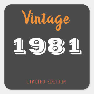 Vintage 1981 Limited Edition 45th Birthday Square Sticker