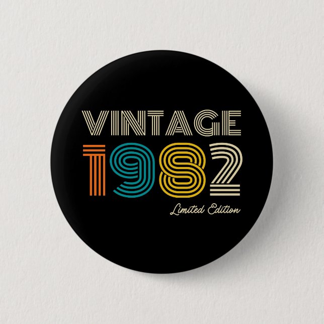 Vintage 1982 42nd Birthday 2 Inch Round Button (Front)