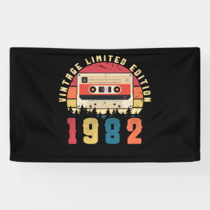 Vintage 1982 Birthday Cassette Tape Banner
