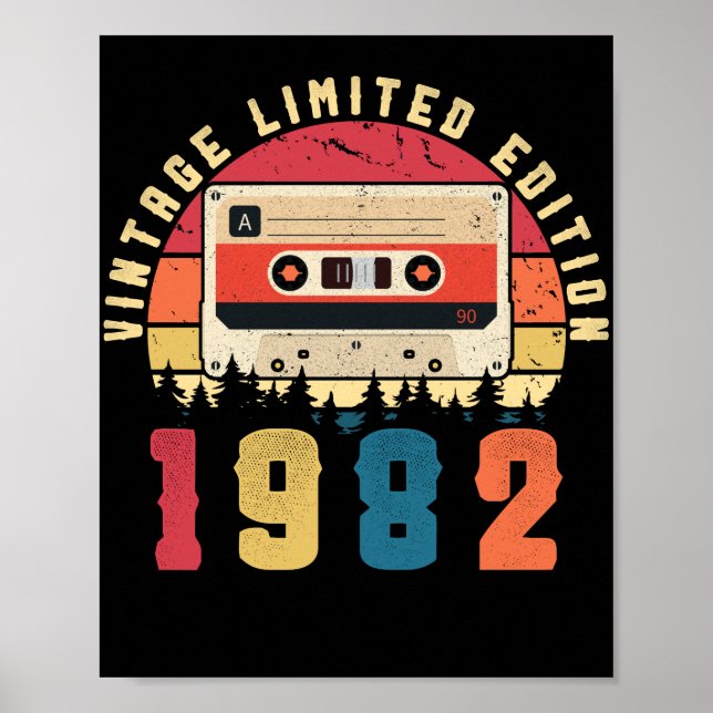 Vintage 1982 Birthday Cassette Tape Poster (Front)