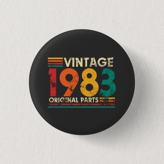 Vintage 1983 1 inch round button (Front)