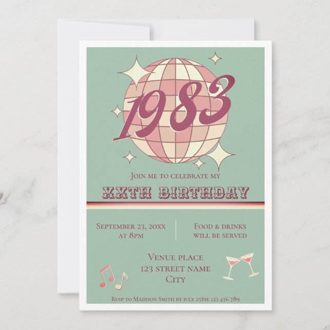 Vintage 1983 41st 42nd birthday party Invitation (Front)
