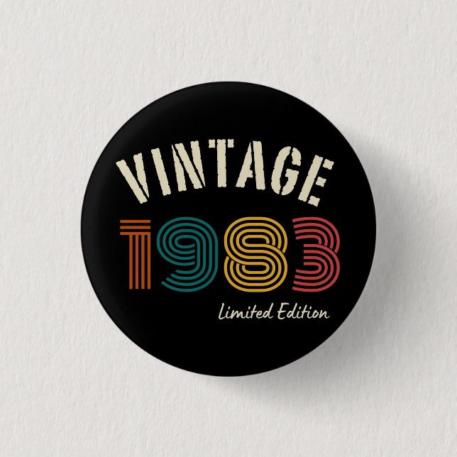 Vintage 1983 41st Birthday 1 Inch Round Button (Front)