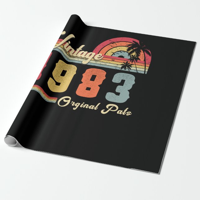 Vintage 1983 Birthday Gift Wrapping Paper (Unrolled)