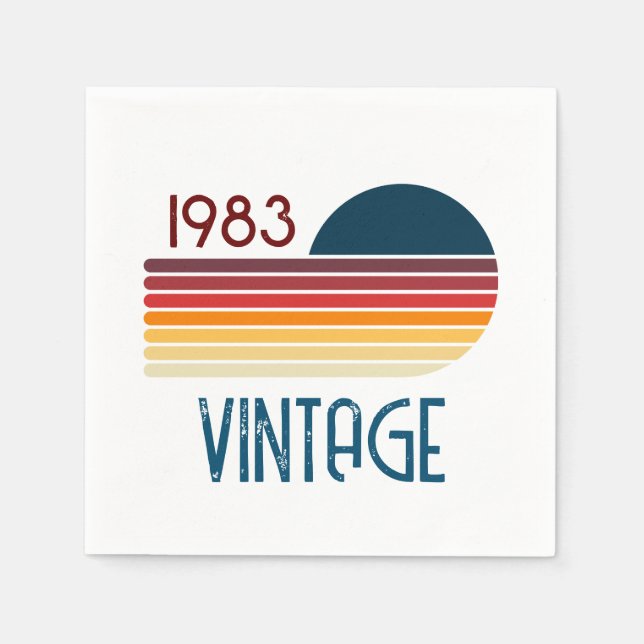 Vintage 1983 Retro Stripe Sun Napkin (Front)