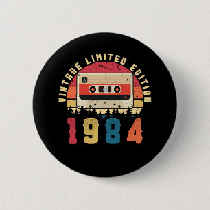 Vintage 1984 Birthday Cassette Tape 2 Inch Round Button