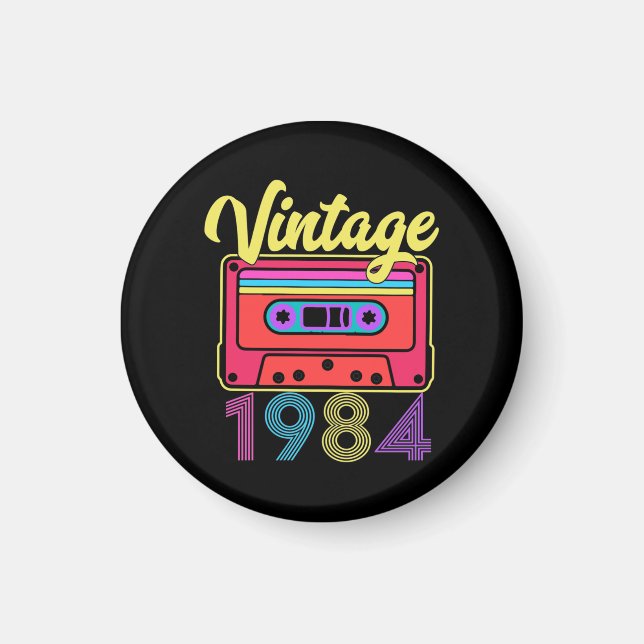 Vintage 1984 Colorful Cassette Tape Magnet (Front)