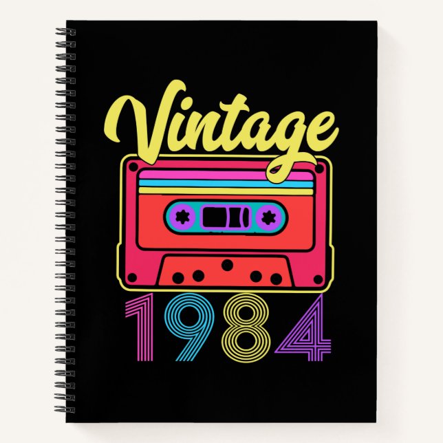 Vintage 1984 Colourful Cassette Tape Notebook (Front)