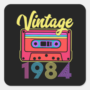 Vintage 1984 Colourful Cassette Tape Square Sticker