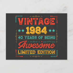 Vintage 1984 Made in 1984 40th Birthday 40 Years Holiday Postcard