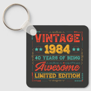 Vintage 1984 Made in 1984 40th Birthday 40 Years Keychain