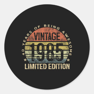 Vintage 1985 Limited Edition 40-year-old Gifts 40t Classic Round Sticker
