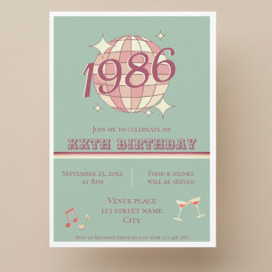 Vintage 1986 40th birthday teal blue ret Invitatio Invitation