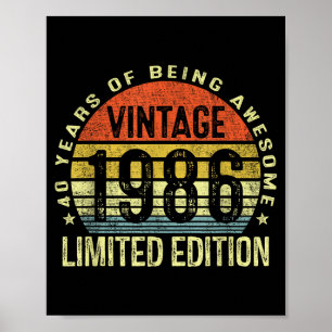 Vintage 1986 Limited Edition 40 Year Old 40th Birt Poster