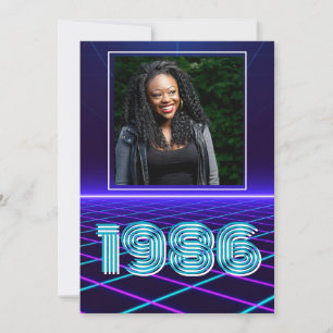 Vintage 1986 Retro & Lasers Photo 40th Birthday Thank You Card