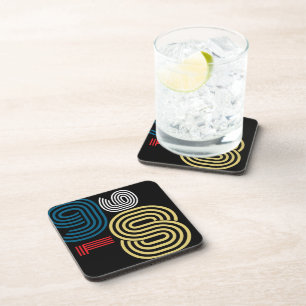 Vintage 1986 Retro Stripe Abstract 40th Birthday Coaster