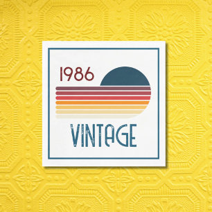 Vintage 1986 Retro Stripe Sun 40th Birthday Napkin