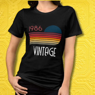 Vintage 1986 Retro Stripe Sun 40th Birthday Tri-Blend Shirt