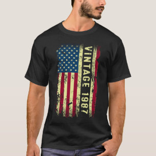 Vintage 1987 American Flag 36 Year Old 36th Birth T-Shirt