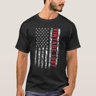 Vintage 1987 American Flag Camo 35 Years Old 35th T-Shirt