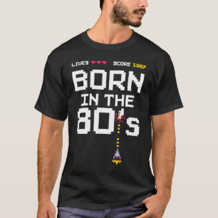 Vintage 1987 Born in the 80's Retro Arcade Birthda T-Shirt
