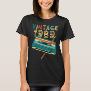 Vintage 1989 Music Cassette 34th Birthday 34 Year T-Shirt