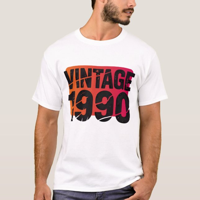 Vintage 1990 Retro Sunset Distressed Graphic T-Shirt (Front)