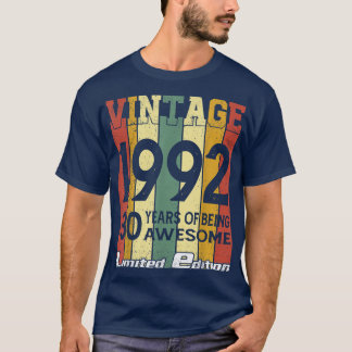 Vintage 1992 30 Years of Being Awesome 30th Birthd T-Shirt